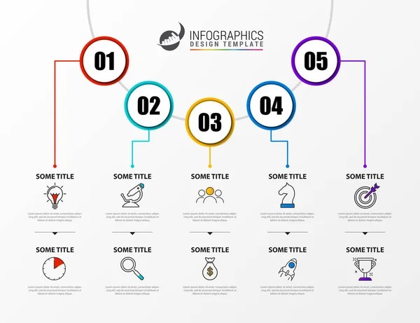 Infographic tasarım şablonu. Yaratıcı 5 adım konseptiyle — Stok Vektör