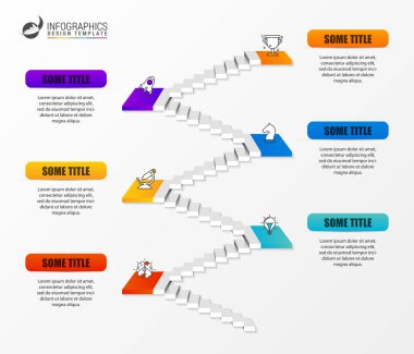 Infographic tasarım şablonu. 6 adımlar ile yaratıcı kavramı