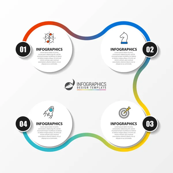 Modelo de design infográfico. Conceito criativo com 4 passos —  Vetores de Stock