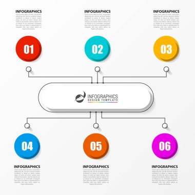 Infographic tasarım şablonu. 6 adımlar ile yaratıcı kavramı