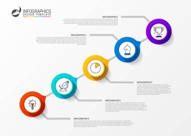Infographic tasarım şablonu. Yaratıcı 5 adım konseptiyle