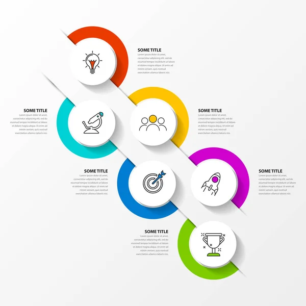 Plantilla de diseño infográfico. Concepto de línea de tiempo con 6 pasos — Archivo Imágenes Vectoriales