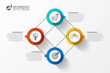 Infographic tasarım şablonu. 4 adımlar ile yaratıcı kavramı