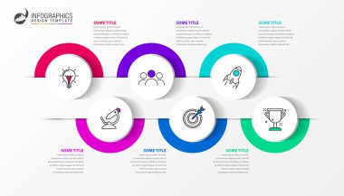 Infographic tasarım şablonu. Zaman çizelgesi kavramı ile 6 adım
