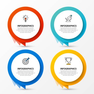 Infographic tasarım şablonu. 4 adımlar ile yaratıcı kavramı