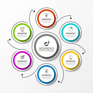 Infographic tasarım şablonu. 6 adımlar ile yaratıcı kavramı