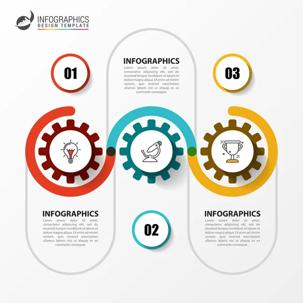 Modello di progettazione infografica. Concetto creativo con 3 passaggi — Vettoriale Stock