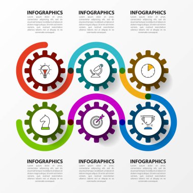 Infographic tasarım şablonu. 6 adımlar ile yaratıcı kavramı