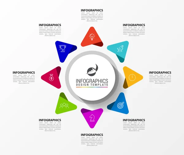 Modèle de conception d'infographie. Concept créatif avec 8 étapes — Image vectorielle