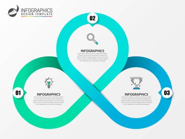 Infographic tasarım şablonu. 3 adımda yaratıcı konseptiyle