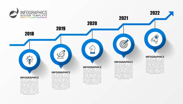 Infographic ontwerpsjabloon. Tijdlijn concept met 5 stappen — Stockvector