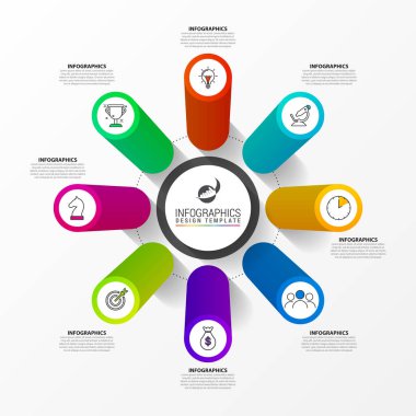 Infographic tasarım şablonu. 8 adımlar ile yaratıcı kavramı