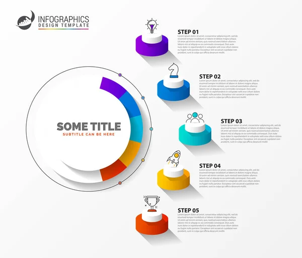 Infographic 디자인 서식 파일입니다. 5 단계와 창조적인 개념 — 스톡 벡터