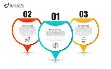 Infographic tasarım şablonu. 3 adımda yaratıcı konseptiyle