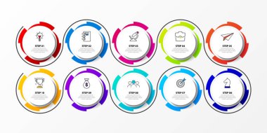 İnfografik tasarım şablonu. 10 adımda yaratıcı konsept