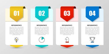 Infographic tasarım şablonu. 4 adımlar ile yaratıcı kavramı