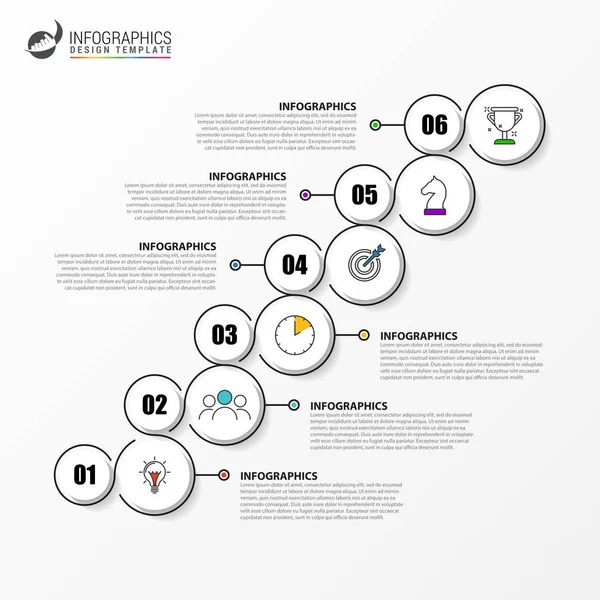 Infographic tasarım şablonu. 6 adımlar ile yaratıcı kavramı