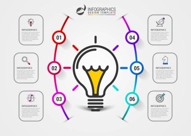 Infographic tasarım şablonu. 6 adımlar ile yaratıcı kavramı
