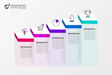 Infographic tasarım şablonu. Yaratıcı 5 adım konseptiyle