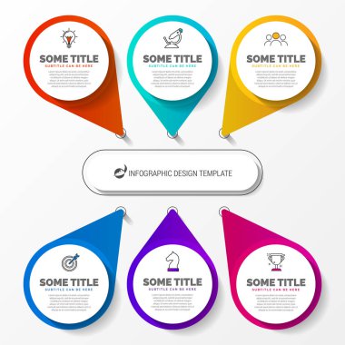 Infographic tasarım şablonu. 6 adımlar ile yaratıcı kavramı