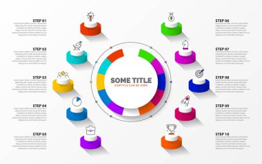 İnfografik tasarım şablonu. 10 adımda yaratıcı konsept