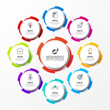 Infographic tasarım şablonu. 8 adımlar ile yaratıcı kavramı