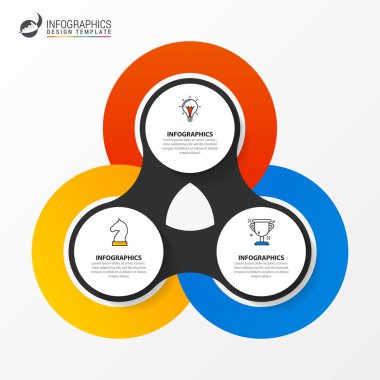 Infographic tasarım şablonu. 3 adımda yaratıcı konseptiyle