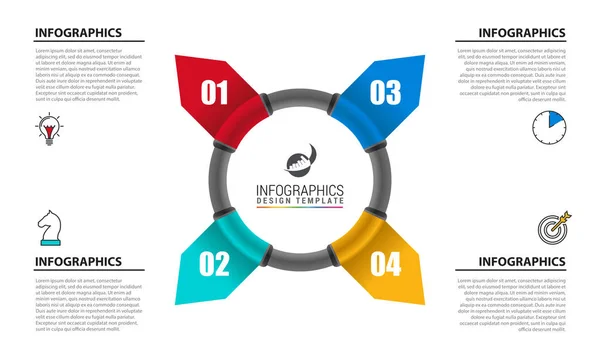 Modello di progettazione infografica. Concetto creativo con 4 passaggi — Vettoriale Stock