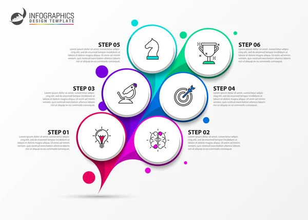Infographic ontwerpsjabloon. Creatief concept met 6 stappen — Stockvector