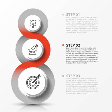 Infographic tasarım şablonu. 3 adımda yaratıcı konseptiyle