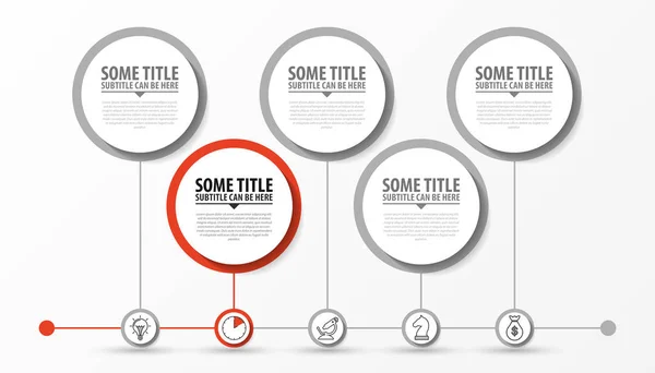 Infographic 디자인 서식 파일입니다. 5 단계와 타임 라인 개념 — 스톡 벡터
