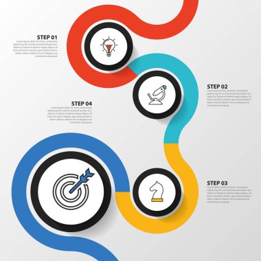 Infographic tasarım şablonu. Zaman çizelgesi kavramı ile 4 adımlar