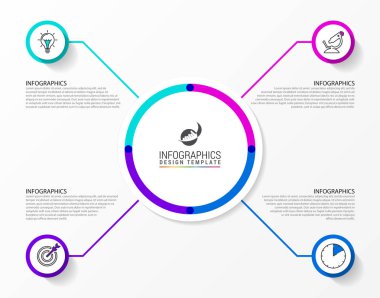 Infographic tasarım şablonu. 4 adımlar ile yaratıcı kavramı