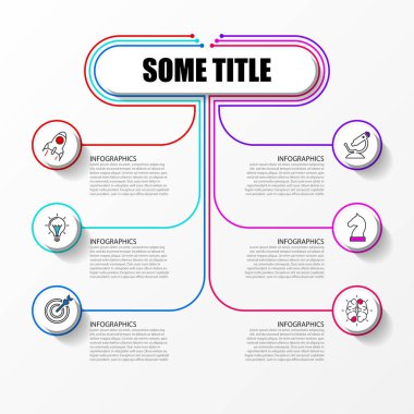 Infographic tasarım şablonu. 6 adımlar ile yaratıcı kavramı