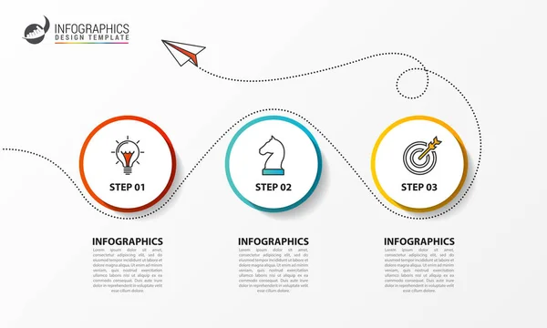 Modèle de conception d'infographie. Concept créatif en 3 étapes — Image vectorielle