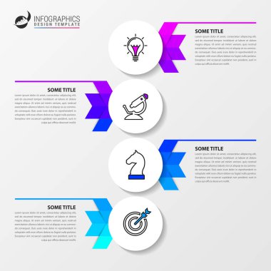 Infographic tasarım şablonu. Dört adımlı yaratıcı bir kavram. İş akışı düzeni, diyagram, pankart, web tasarımı için kullanılabilir. Vektör illüstrasyonu