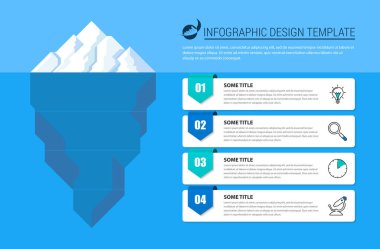 Infographic tasarım şablonu. Dört adımlı yaratıcı bir kavram. İş akışı düzeni, diyagram, pankart, web tasarımı için kullanılabilir. Vektör illüstrasyonu