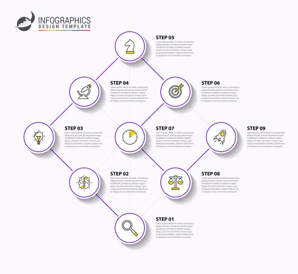 Infografikai Tervezési Sablon Idővonal Koncepció Lépésben Használható Munkafolyamat Elrendezés Diagram — Stock Vector