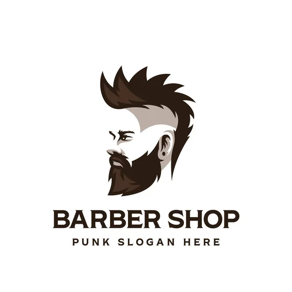 Símbolo Barbearia Homem Com Barba Vista Lateral Idiota Ilustração Vetorial — Vetor de Stock