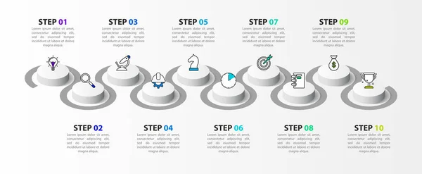 Infografische Design Vorlage Zeitleistenkonzept Mit Schritten Kann Für Workflow Layout — Stockvektor