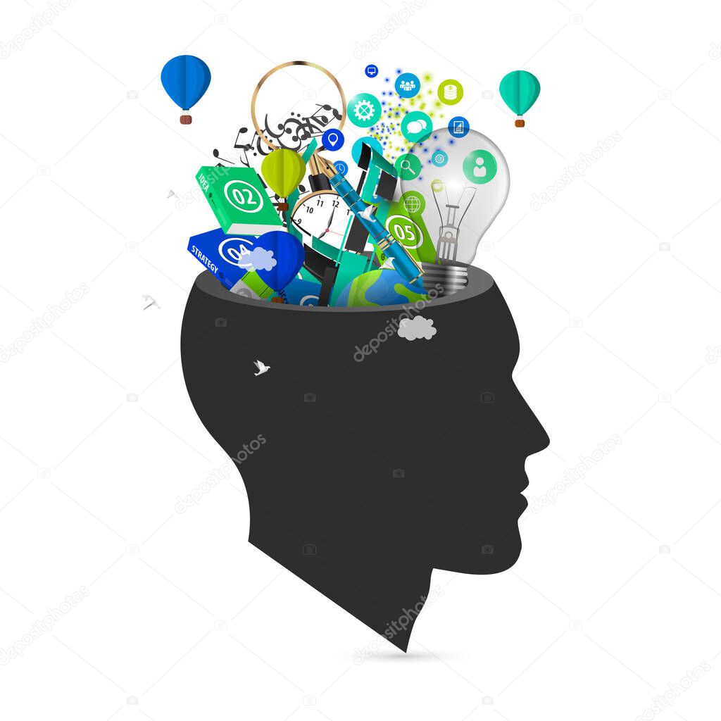 Human brain. Creative mind concept. Genius. Vector illustration