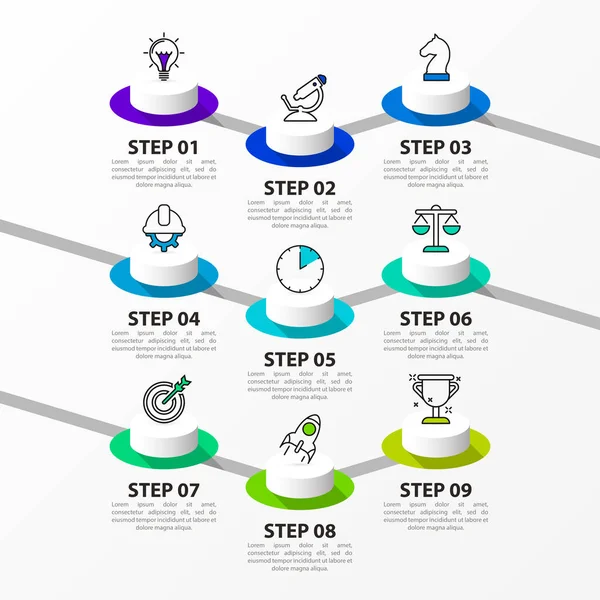 Modelo Design Infográfico Conceito Criativo Com Passos Pode Ser Usado —  Vetores de Stock