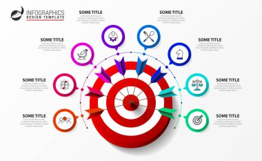 Infographic tasarım şablonu. 8 adımlı yaratıcı bir kavram. İş akışı düzeni, diyagram, pankart, web tasarımı için kullanılabilir. Vektör illüstrasyonu