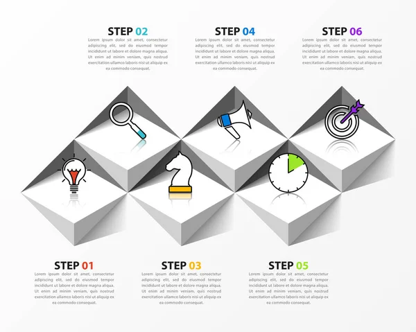 Infographic设计模板 有六个步骤的创意概念 可用于工作流布局 网页设计 矢量说明 — 图库矢量图片