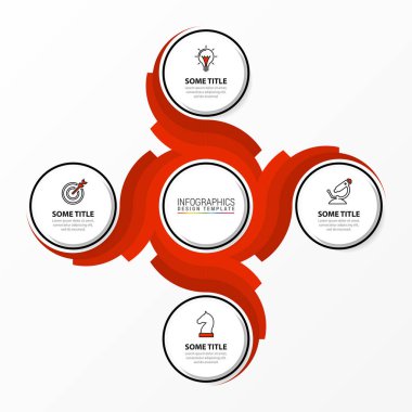 Infographic tasarım şablonu. Dört adımlı yaratıcı bir kavram. İş akışı düzeni, diyagram, pankart, web tasarımı için kullanılabilir. Vektör illüstrasyonu