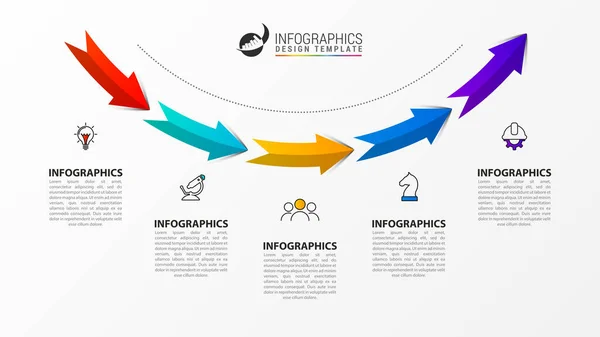 Infographic Tasarım Şablonu Adımlı Yaratıcı Bir Kavram Akışı Düzeni Diyagram — Stok Vektör