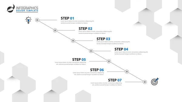 Infografika Szablon Projektu Koncepcja Timeline Kroków Może Służyć Układu Przepływu — Wektor stockowy