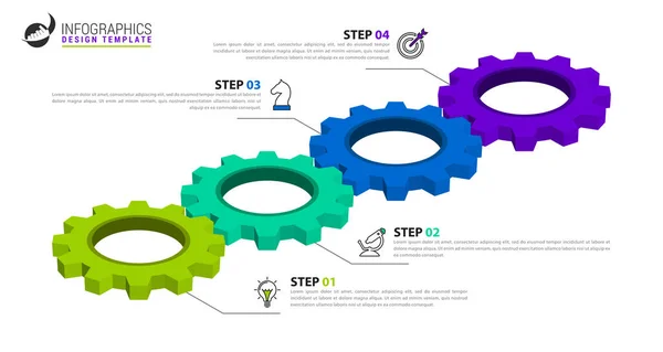 Шаблон Інфографічного Дизайну Креативна Концепція Кроками Може Використовуватися Компонування Робочого — стоковий вектор