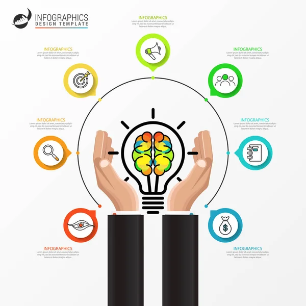 Infographic Tasarım Şablonu Aşamalı Yaratıcı Bir Kavram Akışı Düzeni Diyagram — Stok Vektör