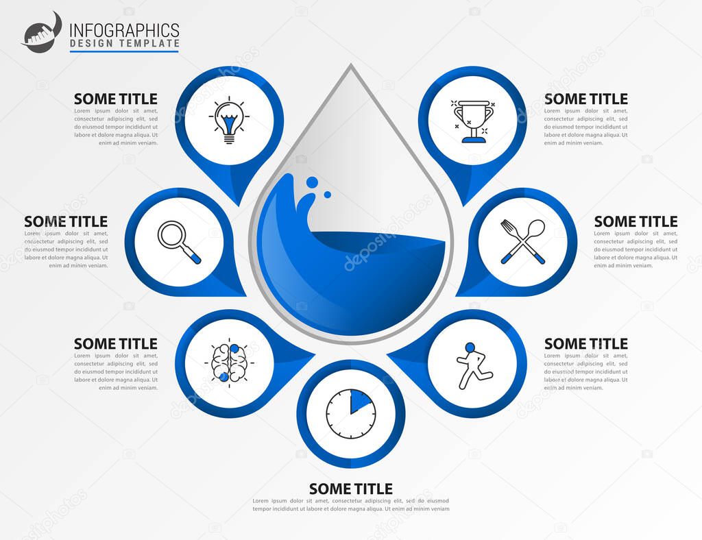 Infographic design template. Creative concept with 7 steps. Can be used for workflow layout, diagram, banner, webdesign. Vector illustration